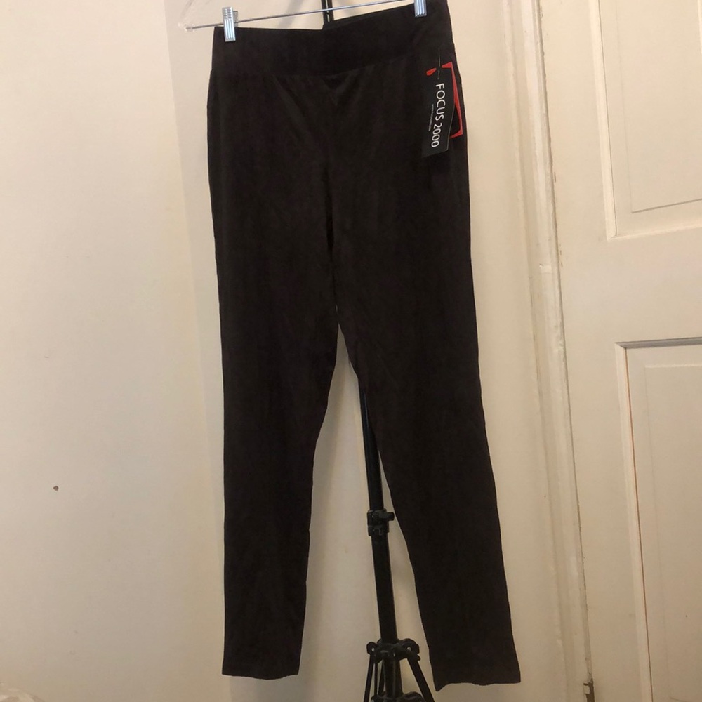 #10228-5 Long Velvet Pants,brown/black,